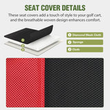 Nilight Golf Cart Seat Covers 2PCS Red Black EZGO TXT RXV Club Car DS | Breathable Sandwich Mesh Sun Scratch Resistant Washable No Staple Fits 1994-2013 EZGO TXT RXV and 2000-2026 Club Car DS, view 3