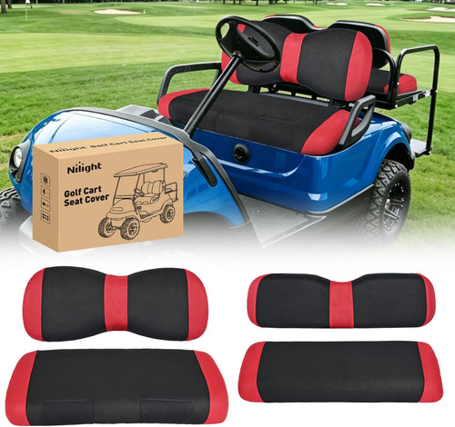 Nilight Golf Cart Seat Covers 2PCS Red Black Yamaha Club Car Precedent | Breathable Sun Scratch Resistant Washable No Staple Fits 2007-2016 Yamaha G29 2017-2026 Drive2 2004-2019 Club Car Precedent