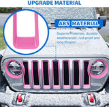 Nilight Grill Inserts fit for Jeep Wrangler Front Grille Inserts Headlight Cover Set for JL JLU Unlimited Sport SportS 2018 2019 2020 2021 2022 2023 Grille Bezels Trim Exterior Accessories Pink 9 Pcs, view 3