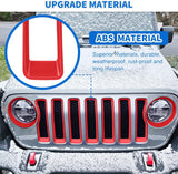 Nilight Grill Inserts fit for Jeep Wrangler Front Grille Inserts Headlight Cover Set for JL JLU Unlimited Sport SportS 2018 2019 2020 2021 2022 2023 Grille Bezels Trim Exterior Accessories Red 9 Pcs, view 3