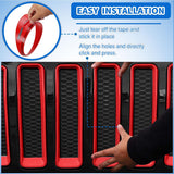 Nilight Grill Inserts fit for Jeep Wrangler Front Grille Inserts Headlight Cover Set for JL JLU Unlimited Sport SportS 2018 2019 2020 2021 2022 2023 Grille Bezels Trim Exterior Accessories Red 9 Pcs, view 4