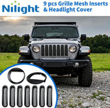 Nilight Grill Inserts fit for Jeep Wrangler Front Grille Mesh Inserts & Headlight Cover Set for JK JKU Unlimited Sports Sahara Freedom Rubicon 2007-2018 Clip-in Trim Exterior Accessories Black 9 Pcs, view 2