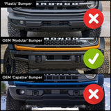 Nilight Grille Guard with Light Mounting Brackets for Ford Bronco 2021-2025 Modular Steel Bumper(Not fit Sport or Raptor) Heavy Duty Steel Front Bumper Protector Bull Bar, Matte Black, view 3