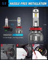Nilight H11/H9/H8 LED Headlight Bulbs E30 Series 70W 14000LM 6500K IP67 | 2 BULBS, view 6