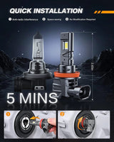 Nilight H11/H9/H8 LED Headlight Bulbs ES1 Series 80W 16000LM 6000K IP67 | 2 BULBS, view 3