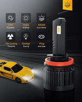 Nilight H11 Headlight Bulbs E20 Series 50W 10000LM 6000K IP67 | 2 BULBS, view 2