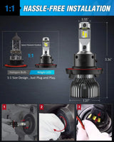 Nilight H13/9008 LED Headlight Bulbs E30 Series 70W 14000LM 6500K IP67 | 2 BULBS, view 2