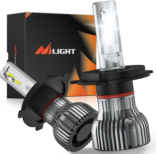 Nilight H4/9003/HB2 Bulbs, Halogen Replacement High Low Dual Bulbs, Compact Size, 6000K Cool White, 2-Pack
