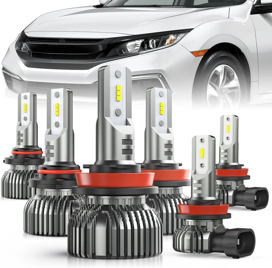 Nilight H7 LED Bulbs, 600% Brighter 1:1 Mini Size Halogen Replacement, 6500K Cool White LED Fog Lights, IP67 Waterproof, 2-Pack