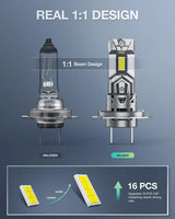 Nilight H7 LED Headlight Bulbs E4S Series 50W 20000LM 6500K IP67 | 2 BULBS, view 2