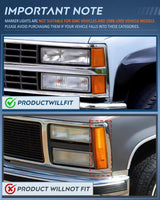 Nilight Headlight and Taillight Assembly Combo Compatible with 1994 1995 1996 1997 1998 Chevy Silverado Tahoe Suburban C10 C/K 1500 2500 3500 Tail Light Black Housing Amber Reflector Bumper Lamp, view 2