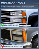 Nilight Headlight and Taillight Assembly Combo Compatible with 1994 1995 1996 1997 1998 Chevy Silverado Tahoe Suburban C10 C/K 1500 2500 3500 Tail Light Chrome Housing Amber Reflector Smoke Lens, view 3