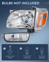 Nilight Headlight and Taillight Assembly Combo Compatible with 2001 2002 2003 2004 Toyota Tacoma OE Style Chrome Housing Amber Reflector with Red Housing Tail Lights, view 2