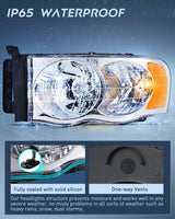 Nilight Headlight and Taillight Assembly Combo Compatible with 2002 2003 2004 2005 Ram 1500 2500 3500 Chrome Housing Amber Reflectors Headlamp with Red Tail Light, view 4