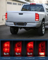 Nilight Headlight and Taillight Assembly Combo Compatible with 2002 2003 2004 2005 Ram 1500 2500 3500 Chrome Housing Amber Reflectors Headlamp with Red Tail Light, view 6