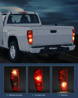 Nilight 2004 2005 2006 2007 2008 2009 2010 2011 2012 Chevy Colorado GMC Canyon Headlight and Taillight Assembly Combo OE Style Black Housing Amber Reflector with Red Tail Light, view 6