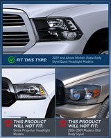 Nilight Headlight and Taillight Assembly Combo Compatible with 2009 2010 2011 2012 2013 2014 2015 2016 2017 2018 Dodge Ram for Quad Models Black Housing Clear Reflector with Dark Red Tail Light, view 2