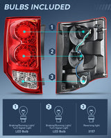 Nilight Headlight and Taillight Assembly Combo Compatible with 2011 2012 2013 2014 2015 2016 2017 2018 2019 2020 Dodge Grand Caravan OE Style Chrome Housing Amber Reflector with Red Housing Tail Light, view 2