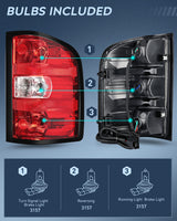 Nilight Headlight and Taillight Assembly Compatible with 2007 2008 2009 2010 2011 2012 2013 Silverado 1500 2007-2014 Silverado 2500HD 3500HD Chrome Housing Amber Reflector with Red Housing Tail Light, view 4