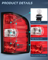 Nilight Headlight and Taillight Assembly Compatible with 2007 2008 2009 2010 2011 2012 2013 Silverado 1500 2007-2014 Silverado 2500HD 3500HD Chrome Housing Amber Reflector with Red Housing Tail Light, view 5