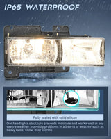Nilight 1988 1989 1990 1991 1992 1993 1994 1995 1996 1997 1998 Chevy C/K 1500/2500/3500 GMC Sierra 1992 1993 1994 Blazer Yukon 1994 1995 1996 1997 1998 1999 Tahoe Headlight Assembly Chrome Housing Clear Lens, view 4