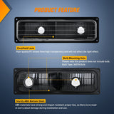 Nilight Headlight Assembly Compatible with 1988 1989 1990 1991 1992 1993 1994 1995 1996 1997 1998 Chevrolet GMC C10 C/K 1988-1999 Silverado Suburban Sierra Blazer Tahoe Yukon Black Bumper Lights, view 3