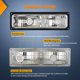 Nilight Headlight Assembly Compatible with 1988 1989 1990 1991 1992 1993 1994 1995 1996 1997 1998 Chevrolet GMC C10 C/K 1988-1999 Silverado Suburban Sierra Blazer Tahoe Yukon Black Bumper Lights, view 3