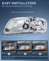 Nilight Headlight Assembly Compatible with 1997 1998 1999 2000 2001 2002 2003 Ford F-150 Expedition Chrome Housing Amber Reflector, view 4
