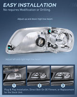 Nilight Headlight Assembly Compatible with 1997 1998 1999 2000 2001 2002 2003 Ford F-150 Expedition Chrome Housing Smoked Lens, view 3