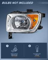 Nilight Headlight Assembly Compatible with 2003 2004 2005 2006 Honda Element OE Style Replacement Halogen Headlights Chrome Housing Amber Reflector Headlamp Passenger and Driver Side, view 2