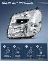 Nilight Headlight Assembly Compatible with 2005 2006 2007 2008 2009 Chevy Equinox SUV OE Style Replacement Headlights Chrome Housing Clear Reflector Headlamp Passenger and Driver Side, view 2
