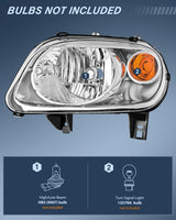 Nilight Headlight Assembly Compatible with 2006 2007 2008 2009 2010 2011 Chevy HHR Halogen Type Factory OE Style Chevrolet HHR Replacement Chrome Housing Amber Reflector Passenger and Driver Side, view 2