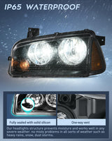 Nilight Headlight Assembly Compatible with 2006 2007 2008 2009 2010 Dodge Charger Black Housing Amber Reflector Clear Lens Headlights Replacement Bumper Lamp Set Driver and Passenger Side, view 4