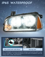 Nilight Headlight Assembly Compatible with 2006 2007 2008 2009 2010 Dodge Charger Smoke Housing Amber Reflector Clear Lens Headlights Replacement Bumper Lamp Set Driver and Passenger Side, view 4
