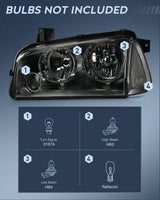 Nilight Headlight Assembly Compatible with 2006 2007 2008 2009 2010 Dodge Charger Smoke Housing Clear Reflector Lens Headlights Replacement Bumper Lamp Set Driver and Passenger Side, view 2