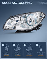 Nilight Headlight Assembly Compatible with 2008 2009 2010 2011 2012 Chevy Malibu 4 Door Halogen Factory Headlamp Chrome Housing Clear Reflector Headlamp Passenger and Driver Side, view 2