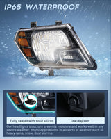 Nilight Headlight Assembly Compatible with 2009 2010 2011 2012 2013 2014 2015 2016 2017 2018 2019 2020 2021 Nissan Frontier 4-Door Sedan Black Housing Amber Reflector Passenger and Driver Side, view 4