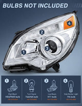 Nilight Headlight Assembly Compatible with 2010 2011 2012 2013 2014 2015 Chevy Chevrolet Equinox OE Style Projector Replacement Halogen Headlights Chrome Housing Amber Reflector Headlamp a pair, view 2