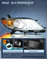 Nilight Headlight Assembly Compatible with 2011 2012 2013 2014 2015 2016 2017 2018 2019 2020 Toyota Sienna Black Housing Amber Reflector Clear Lens Headlights Replacement, view 4