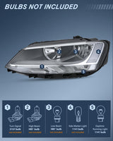 Nilight Headlight Assembly Compatible with 2011-2018 Volkswagen Jetta MK6 | 2011-018 Volkswagen Jetta MK6 OE Style Replacement Chrome Housing Clear Reflector Halogen Headlamps, view 2