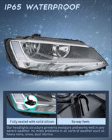 Nilight Headlight Assembly Compatible with 2011-2018 Volkswagen Jetta MK6 | 2011-018 Volkswagen Jetta MK6 OE Style Replacement Chrome Housing Clear Reflector Halogen Headlamps, view 5