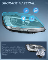 Nilight Headlight Assembly Compatible with 2011-2018 Volkswagen Jetta MK6 | 2011-018 Volkswagen Jetta MK6 OE Style Replacement Chrome Housing Clear Reflector Halogen Headlamps, view 6