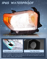 Nilight Headlight Assembly Compatible with 2014 2015 2016 2017 2018 2019 2020 2021 Toyota Tundra Chrome Housing Amber Reflector Clear Lens Bumper Headlamps Replacement Driver and Passenger Side, view 6