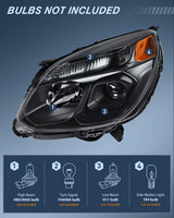 Nilight Headlight Assembly Compatible with 2016 2017 Chevy Equinox OE Style Projector Replacement Halogen Headlights Black Housing Amber Reflector Headlamp Passenger and Driver Side, view 2
