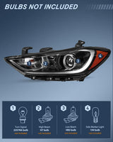 Nilight Headlight Assembly Compatible with 2017 2018 Hyundai Elantra | 2017 2018 Hyundai Elantra OE Style Projector Replacement Black Housing Amber Reflector Headlamp, view 2