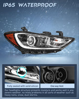 Nilight Headlight Assembly Compatible with 2017 2018 Hyundai Elantra | 2017 2018 Hyundai Elantra OE Style Projector Replacement Black Housing Amber Reflector Headlamp, view 4
