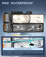 Nilight Headlight Assembly for 1994 1995 1996 1997 1998 Chevy Silverado Tahoe Suburban C10 C/K 1500 2500 3500 Replacement Headlamp Chrome Housing Amber Reflector Smkoe Lens Bumper Corner Lamp, view 4