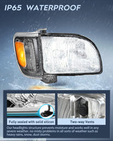 Nilight Headlight Assembly for 2001 2002 2003 2004 Toyota Tacoma Replacement Headlamp Chrome Housing Amber Reflector Smoke Lens Driver and Passenger Side, view 4