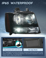 Nilight Headlight Assembly for 2007 2008 2009 2010 2011 2012 2013 2014 Chevy Avalanche Tahoe Suburban 1500 2500 Replacement Headlamp Bumper Lamp Set Black Housing Amber Reflector Smoked Lens, view 4