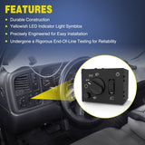 Nilight Headlight Dimmer Switch with Warm White LED Light Compatible with 2003-2007 Chevy Silverado 1500 2500 3500 2003-2006 GMC Sierra 1500 2500 Cadillac Escalade, view 6